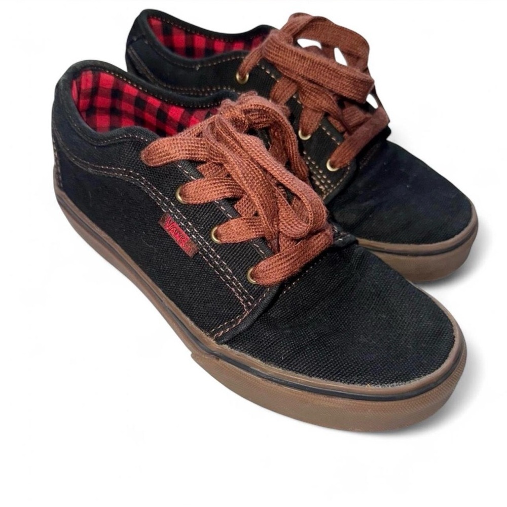 Vans Chukka Low Pro Youth Sneakers - Black Canvas & Plaid
